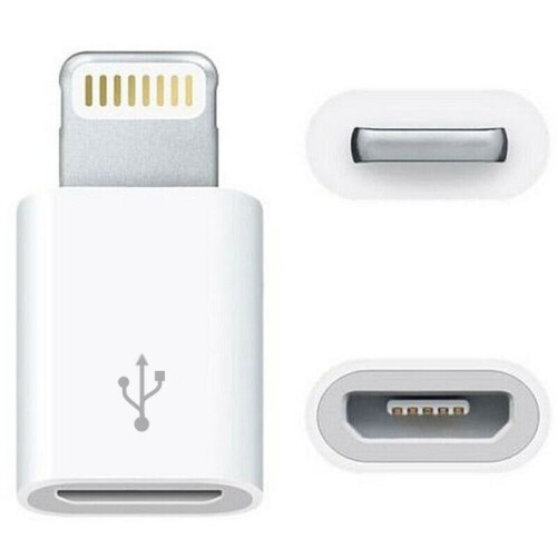 (White) Micro USB to Lightning Adapter Converter for iPhone Mobile Phone iPod iPad