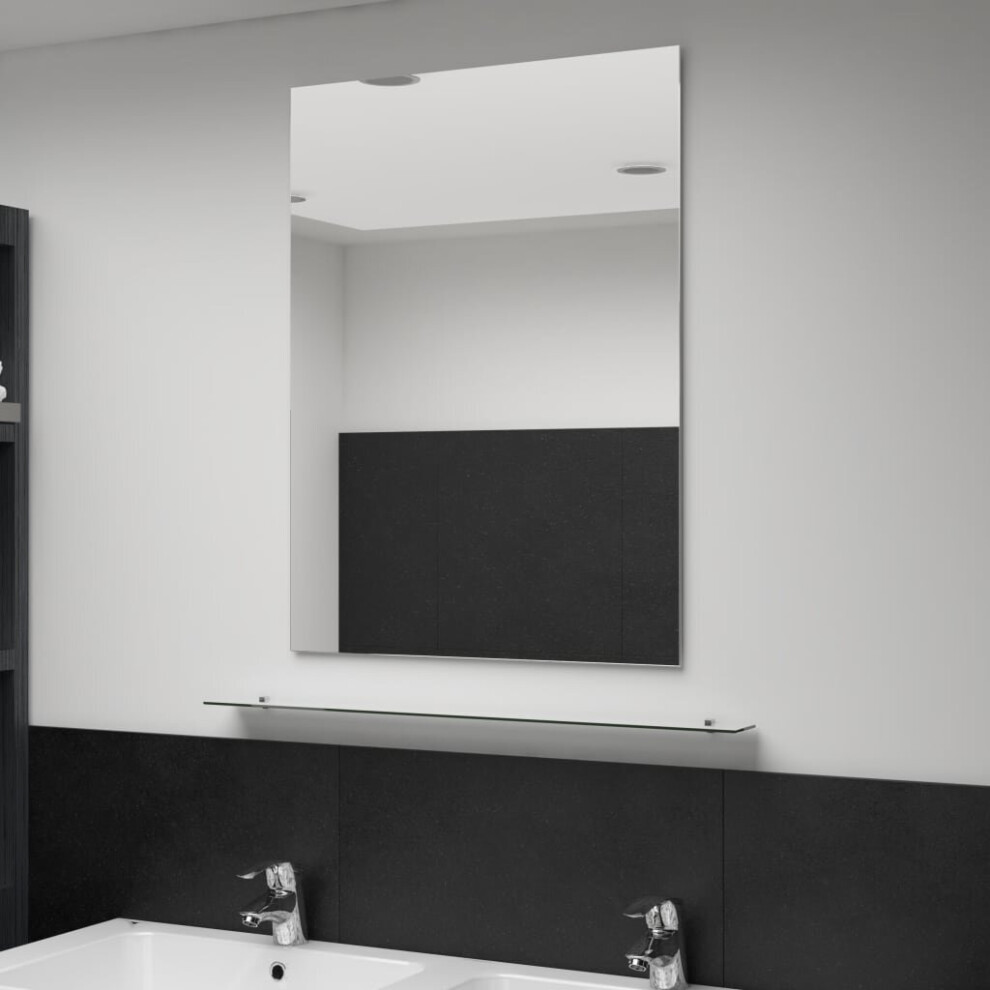 Vidaxl Wall Mirror With Shelf 80X60cm Tempered Glass Bathroom Cosmetic Mirror