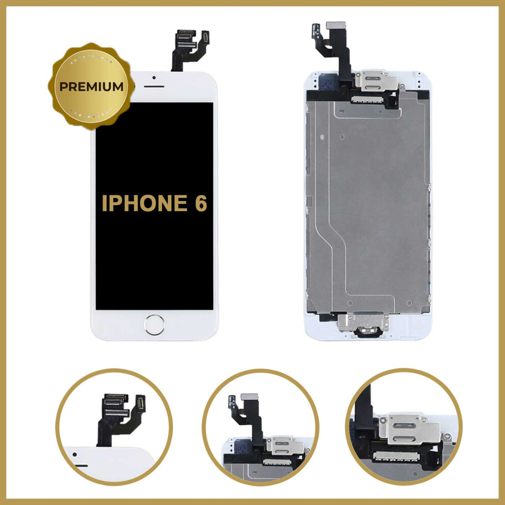 (White) Lcd Display Touch Screen Digitizer + Camera Button For Iphone 6 4.7" - Premium Quality White 5056363707105
