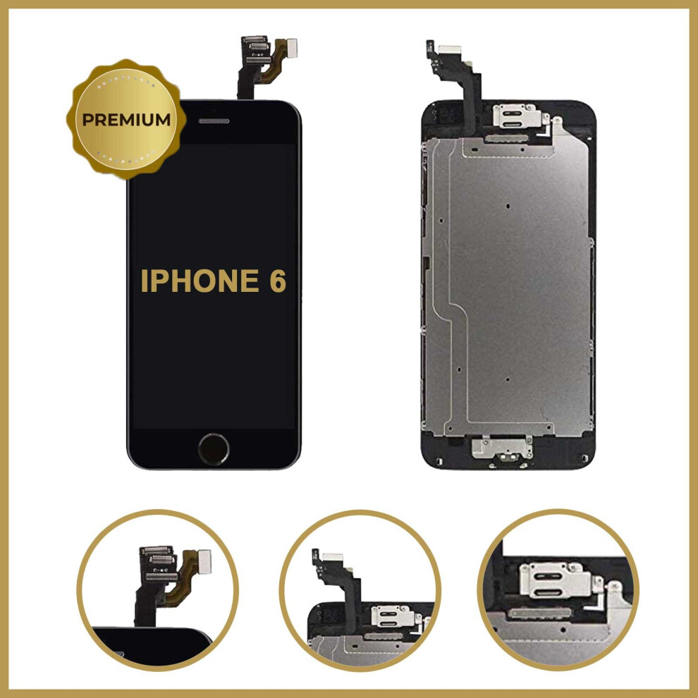 (Black) Lcd Display Touch Screen Digitizer + Camera Button For Iphone 6 4.7" - Premium Quality Black 5056363707099