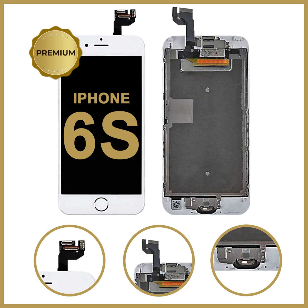 (White) Lcd Display Touch Screen Digitizer + Camera Button For Iphone 6S 4.7" - Premium Quality White 5056363707198