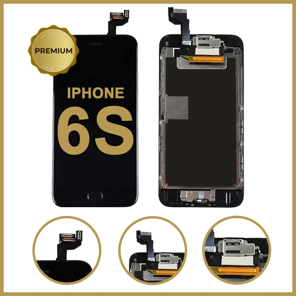(Black) Lcd Display Touch Screen Digitizer + Camera Button For Iphone 6S 4.7" - Premium Quality Black 5056363707181