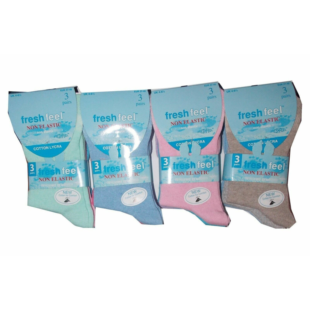 (Pastel) 6 Pairs Diabetic Woman Socks non elastic swollen ANKLES