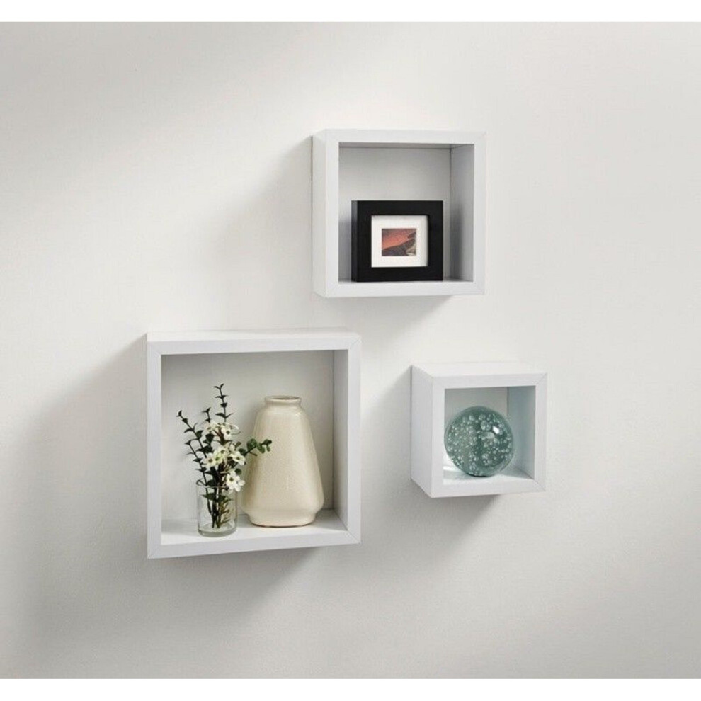 Wall Floating Cube Box Shelf Set Of 3 Wall Shelves G0019 5060538970195
