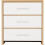 Seconique Seville 3 Drawer Chest White High Gloss/Light Oak Effect Veneer 2