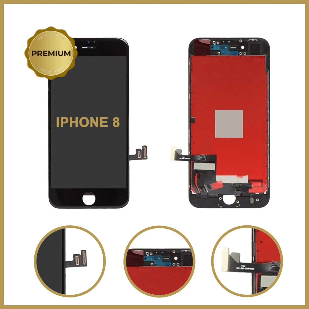 (Black) Lcd Display Glass Touch Screen Digitizer Assembly For Iphone 8 4.7" - Premium Quality Black 5056363707303