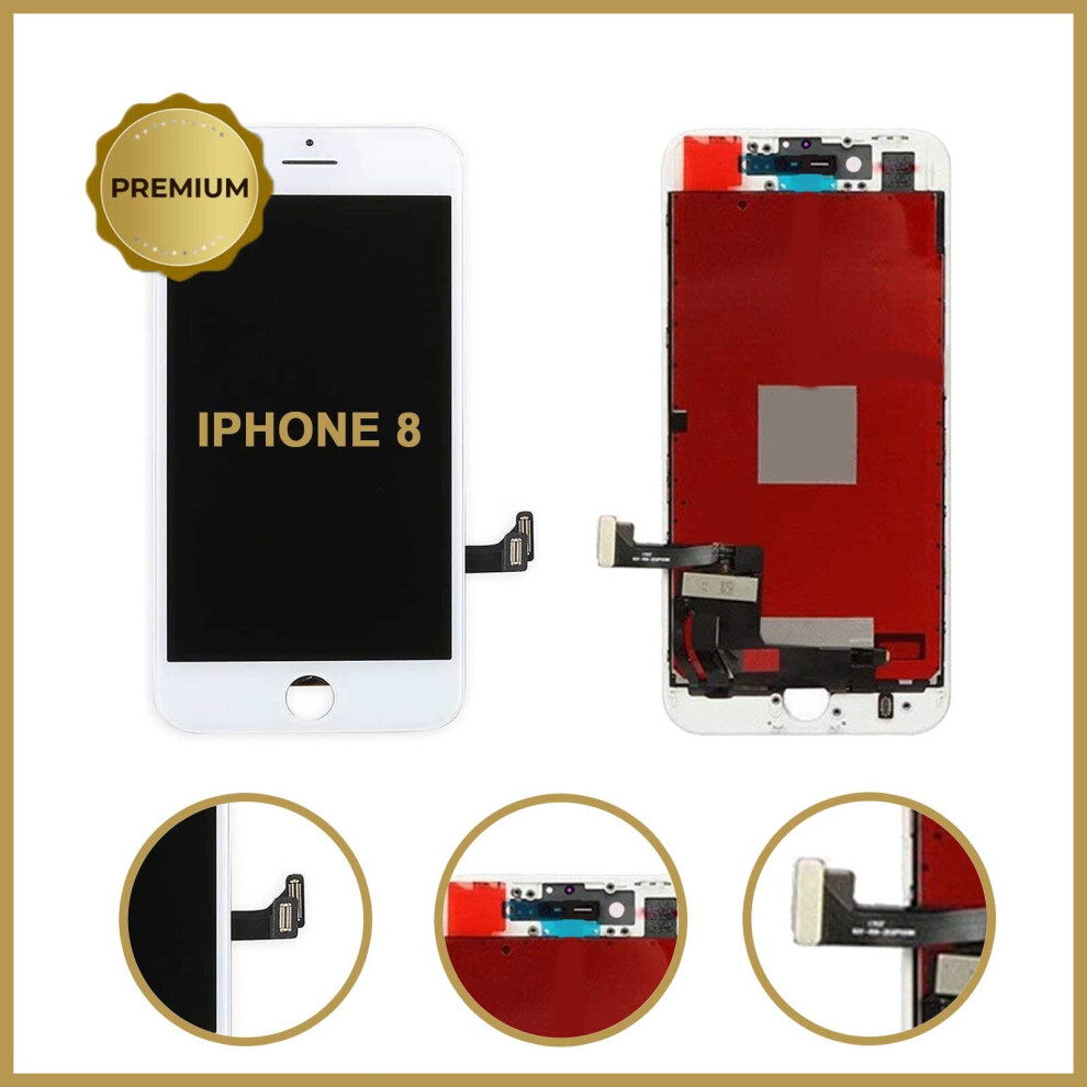 (White) Lcd Display Glass Touch Screen Digitizer Assembly For Iphone 8 4.7" - Premium Quality White 5056363707310