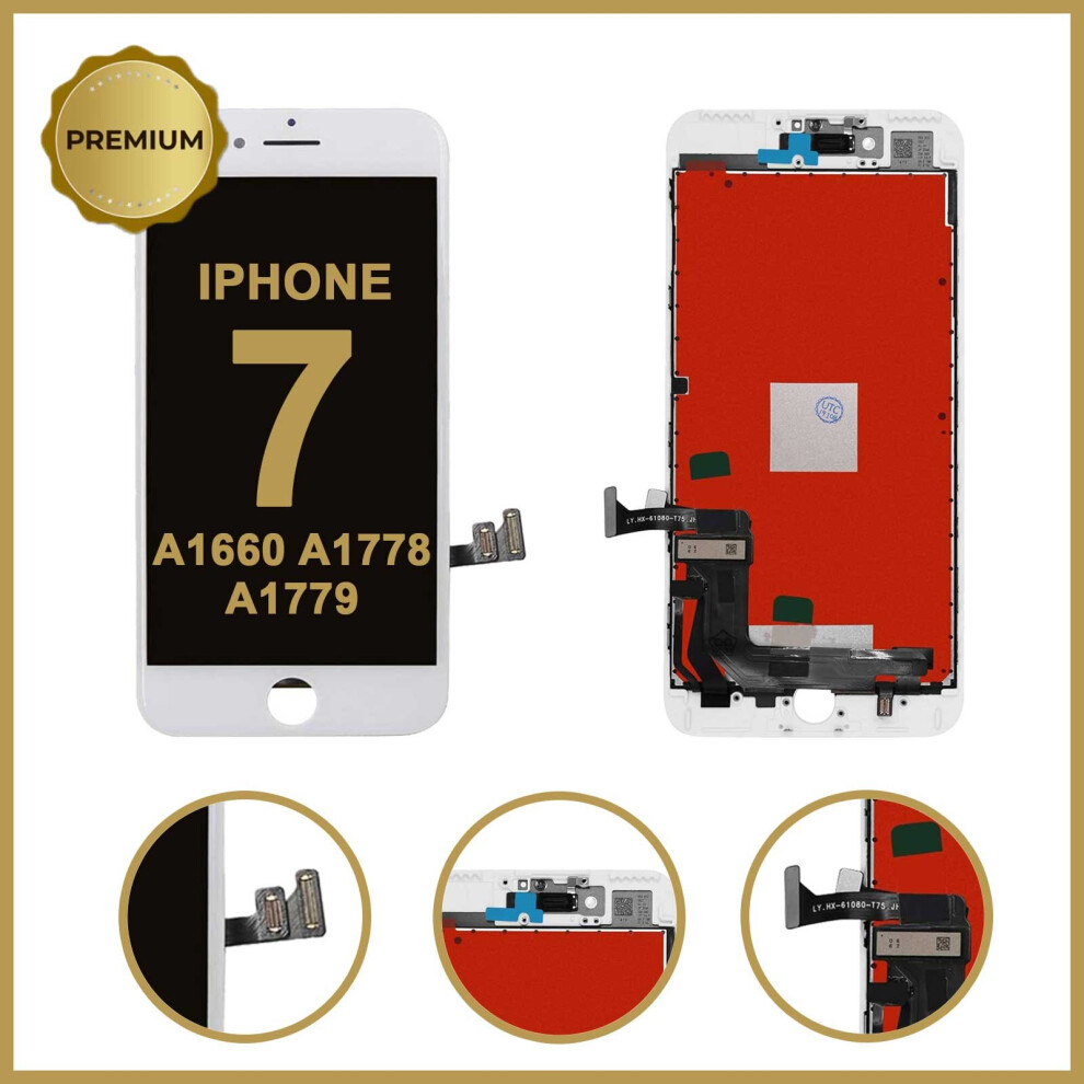 (White) Lcd Display Glass Touch Screen Digitizer Assembly For Iphone 7 4.7" - Premium Quality White 5056363707259