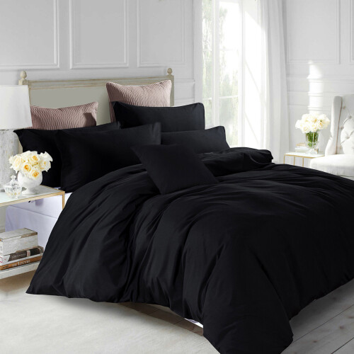 Imperial Rooms (Black , Super King) Plain Duvet Cover Single Double King Bed Set Quilt 2