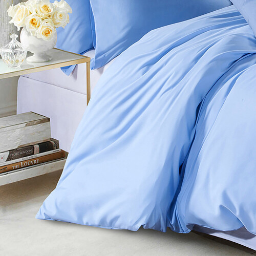 Imperial Rooms (Light Blue, Single) Plain Duvet Cover Single Double King Bed Set Quilt 2