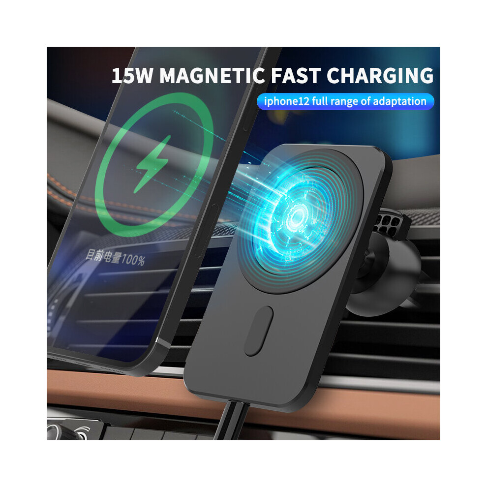 (Abs, ) 15W Magnetic Wireless Car Charger For Iphone 12 Black 791523232237