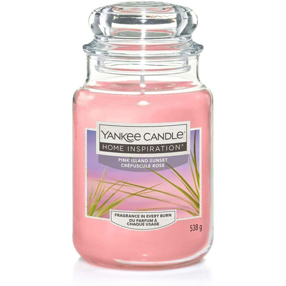 Yankee Candle Pink Island Sunset - Tropical fruits and citrus, paradise scent, soothing sea breeze of pink island sunset - Large