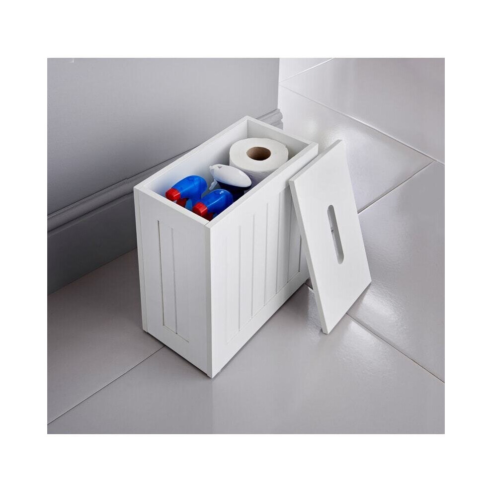 Maine Bathroom Toilet Storage Tidy Box White Crisp Finish Cleaning