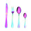 (Rainbow) 32pcs Cutlery Sets Fork for Dining 7