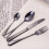 (Black) 32pcs Cutlery Sets Fork for Dining 5