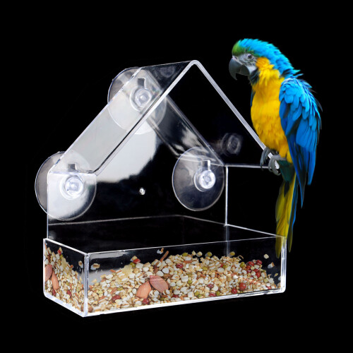 Window Bird Feeder Wild Table Hanging Suction Plastic Viewing Seed Nut