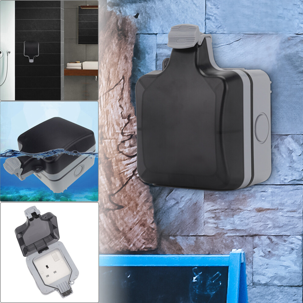 Waterproof Single Socket Switched 1 Gang 13A Storm Outdoor Garden Use Lock Holes
