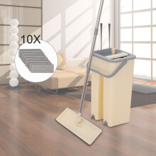 360Â Secchio in microfibra piatto Mop Set&amp;10xPavimento Piastrelle Pulizia Pads