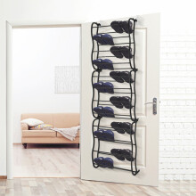 Over-Door Hanging Shoe Rack - 36-Pair Capacity, Durable Frame with Metal Bars, Space-Saving Door Organizer