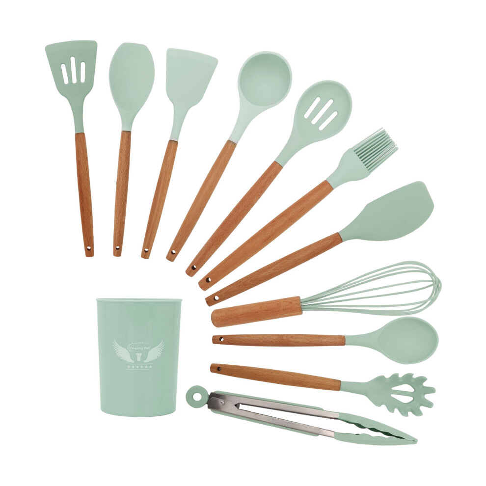 (Green) 11pc Silicone Kitchen Utensils Set