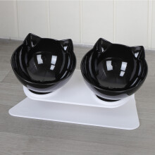 (Black) Double Pet Bowls Cat Dog Food Water Bowl