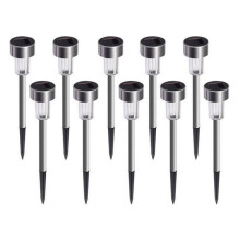 10 x Solar Powered Stainless Steel Led Post Stake Garden Lights Patio