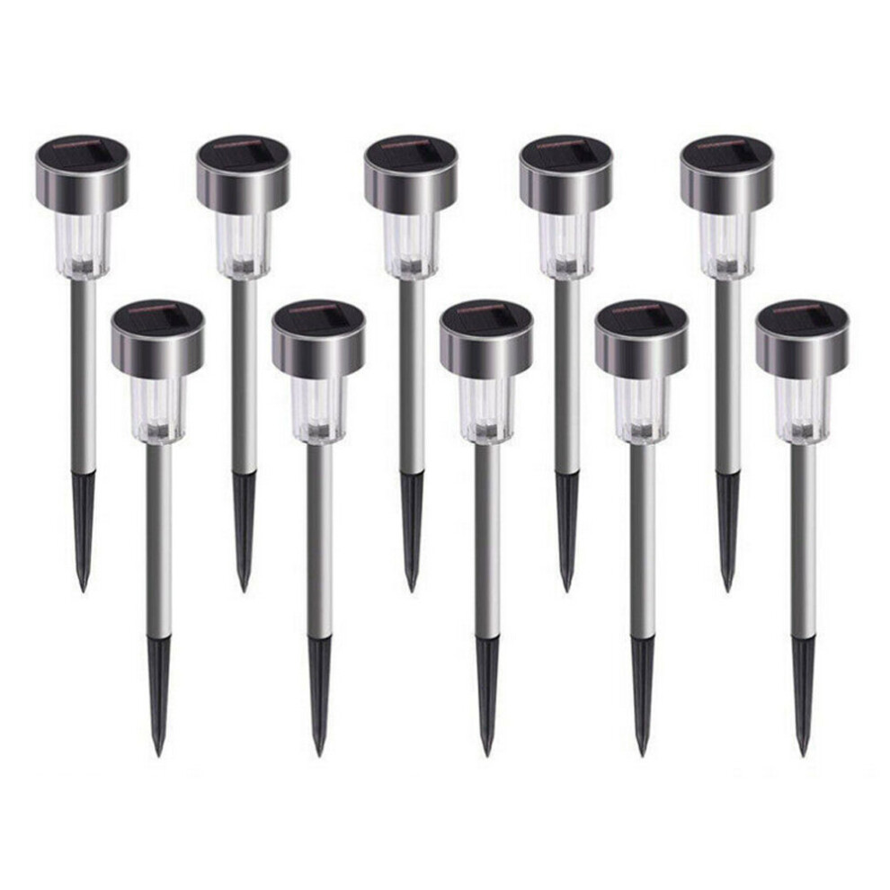 10 x Solar Powered Stainless Steel Led Post Stake Garden Lights Patio