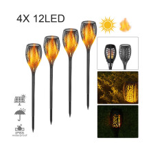 Ainostone Solar Torches 4 Pieces Solar Flame Lamp RGBW Solar Lights Flickering IP65 Waterproof Garden Torch Color Change 2 Lighting Modes For Outdoor