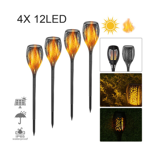 Solar Power Torch Light Waterproof Flame Flickering Garden Lamp