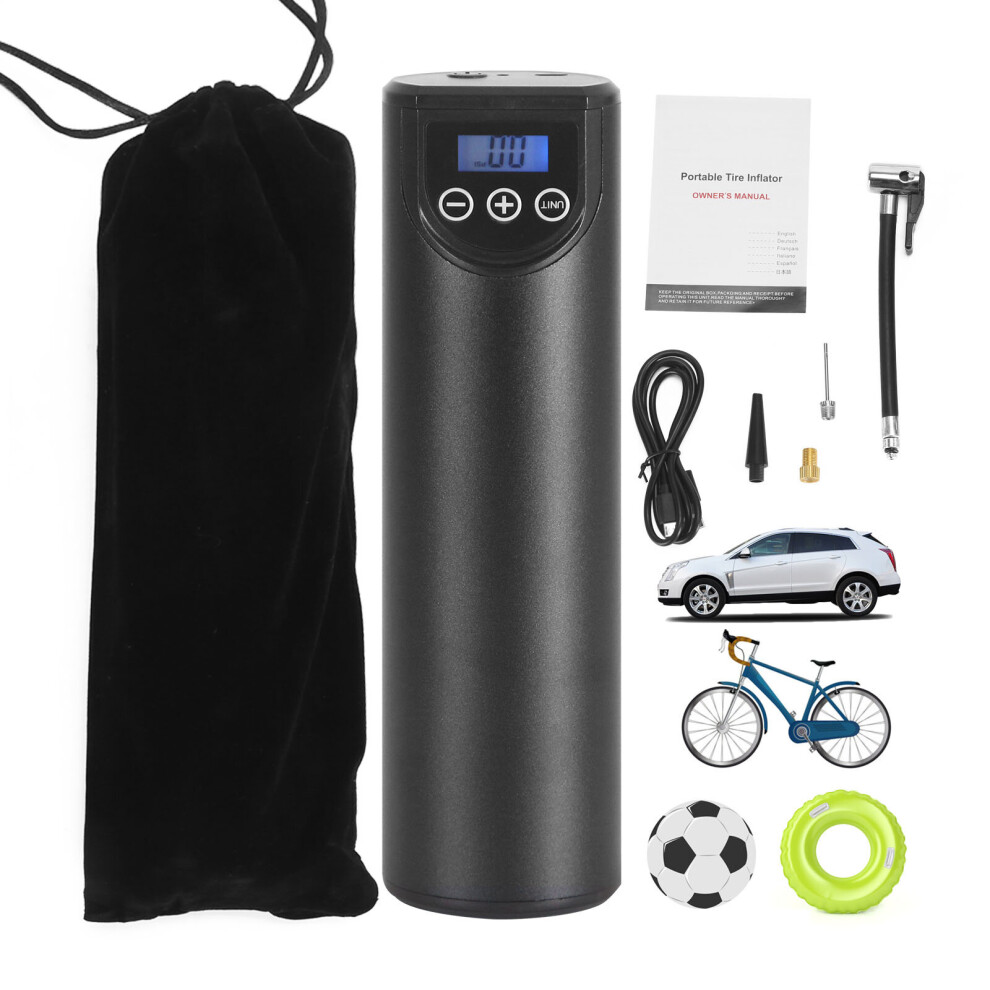 Electric Air Compressor Inflator Tire Pump Bicycle Bike Rechargeable