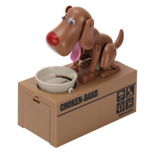 (Brown) Puppy Bank Money Coin Saving Box Gift Stealing Eating Coin Storage