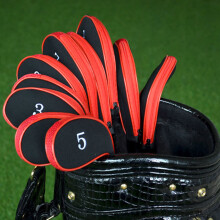 (Red ) Golf Clubs Iron Head Covers Zipper Long Neck Gift