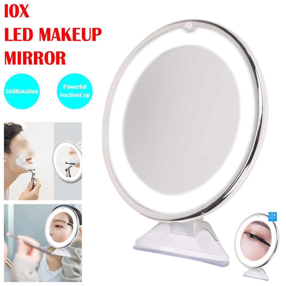 10X Cosmetic Light Mirror Make Up Magnified Round LED Cosmetic Mirror