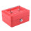 (Red) Key Lock Tin Safe Lockable Small Money Box 9
