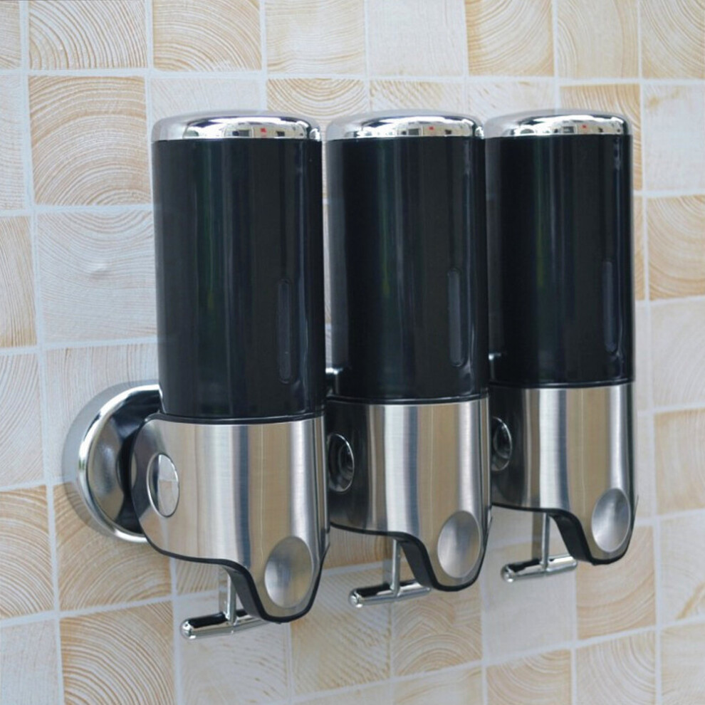 (Black) Soap Shampoo Dispenser 3 Bottles 1500Ml Black
