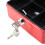 (Red) Key Lock Tin Safe Lockable Small Money Box 6