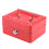 (Red) Key Lock Tin Safe Lockable Small Money Box 1