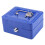 (Blue) Key Lock Tin Safe Lockable Small Money Box 1