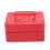 (Red) Key Lock Tin Safe Lockable Small Money Box 10