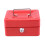 (Red) Key Lock Tin Safe Lockable Small Money Box 8
