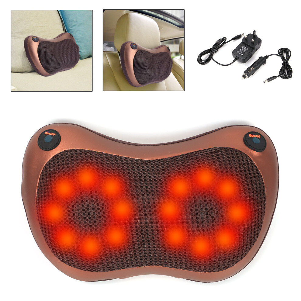 Electric Lumbar Neck Back Massage Pillow Massager 16 Kneading Cushion