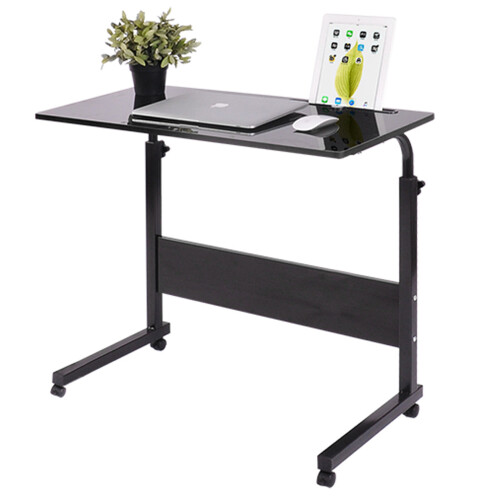 (Black) Portable Laptop Table Trolley Computer Adjustable