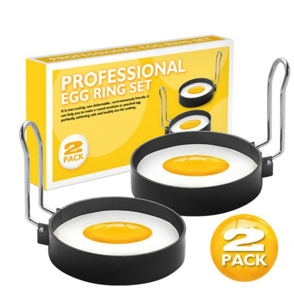 2pcs Stainless Steel Non-Stick Egg Rings Suitable for Egg Poacher Pan