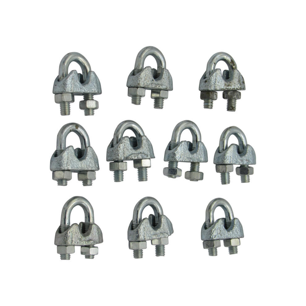 Wire Rope Grips 16MM x10 - Bulldog Clamp Cable Galvanised Commercial