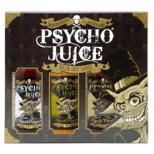 Psycho Juice Gift Box Hot Chilli Sauce Extreme,Mustard,Roasted Garlic