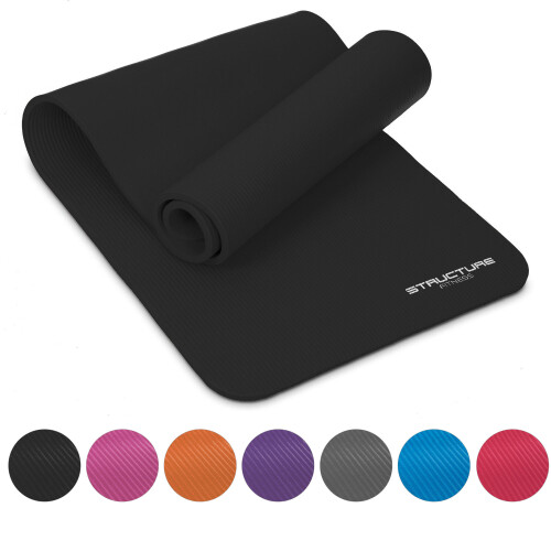 (Black) Yoga Mat Extra Thick Non-Slip Exercise Pad 2