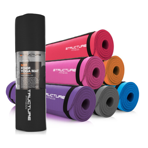 (Black) Yoga Mat Extra Thick Non-Slip Exercise Pad