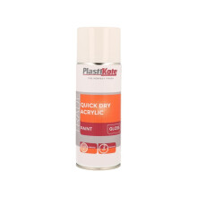 Quick Dry Acrylic Spray 400ml, White Gloss, By Plastikote