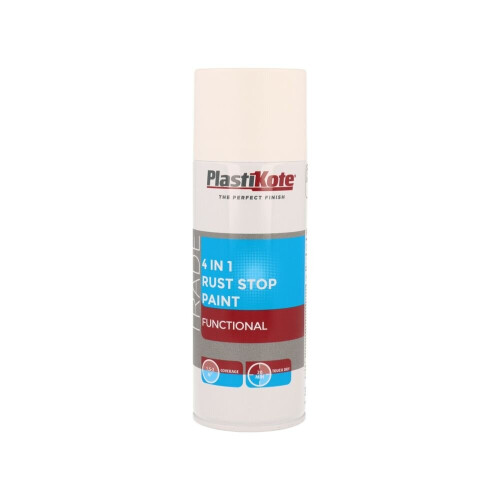PlastiKote 4 In 1 Rust Treatment Spray 400ml, White, By Plastikote