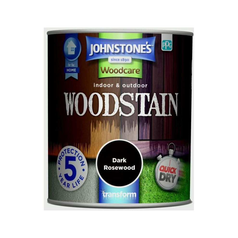 Indoor & Outdoor Woodstain 750ml, Dark Rosewood, By Johnstone's